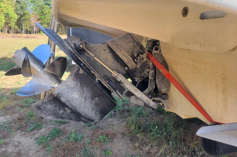 Slide: The Image of Close-up of 2000 Sea Ray 260 Sundancer boat propeller and stern drive. - 17