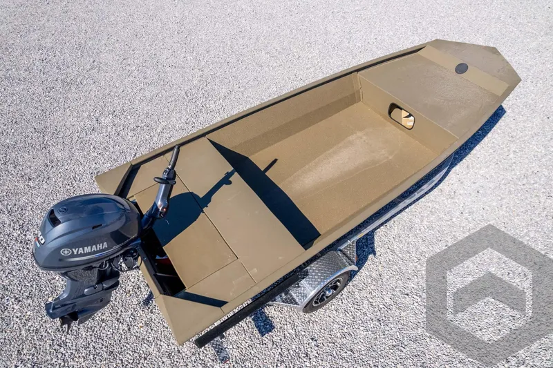 Slide: The Image of 2026 G3 1652 VBW boat with Yamaha motor on gravel surface. - 45