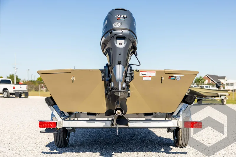 Slide: The Image of 2026 G3 1652 VBW boat with Yamaha outboard motor on a trailer. - 6
