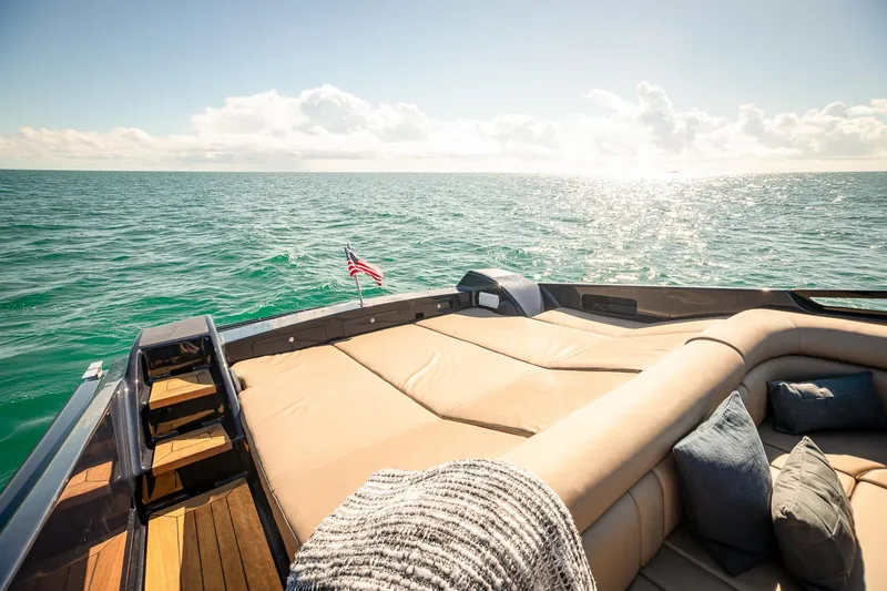 Slide: The Image of Luxurious Magnum 50 Bestia yacht deck with ocean view, 2000 model, sunny day. - 32