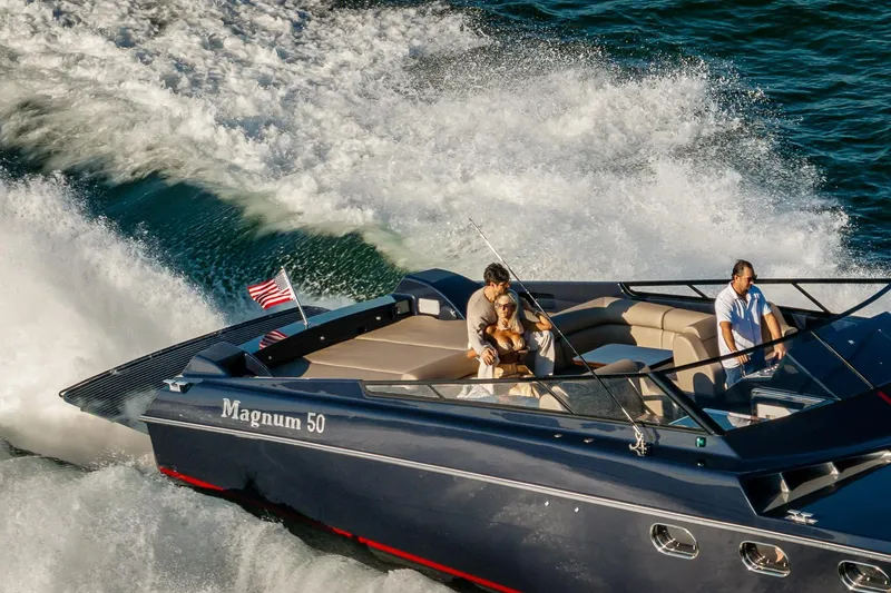 Slide: The Image of Luxury Magnum 50 Bestia yacht cruising on open water, 2000 model. - 6