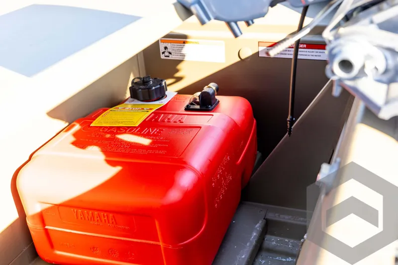 Slide: The Image of Red Yamaha gasoline tank in 2026 G3 1652 VBW boat compartment. - 35