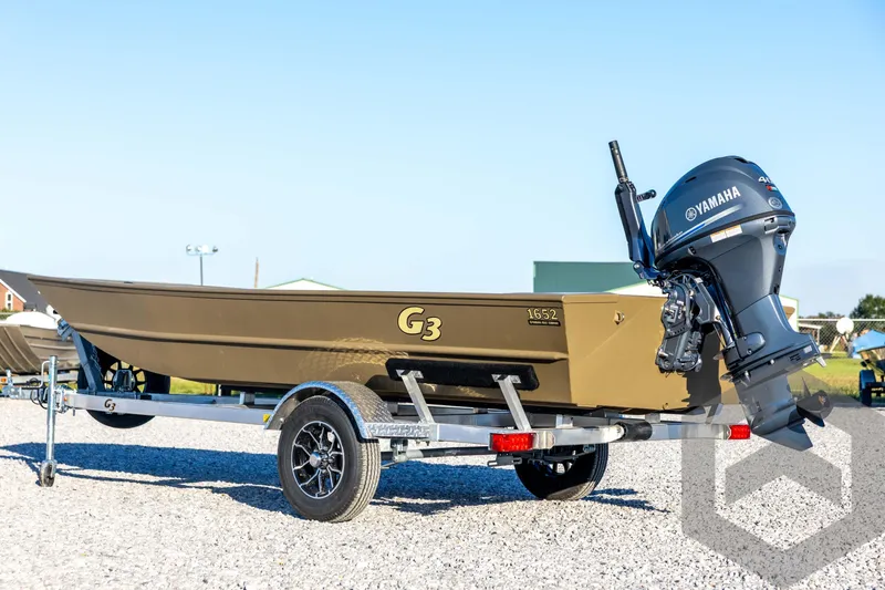 Slide: The Image of 2026 G3 1652 VBW boat on trailer with Yamaha outboard motor. - 7