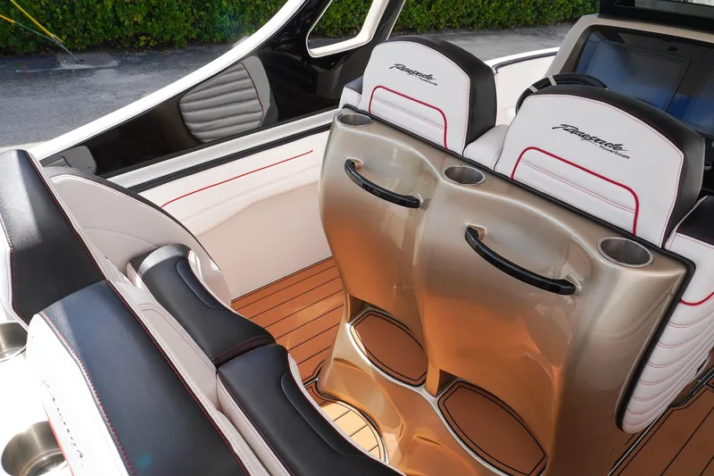 Slide: The Image of 2023 Renegade 38 GTS Open boat interior with luxurious seating and modern design. - 17