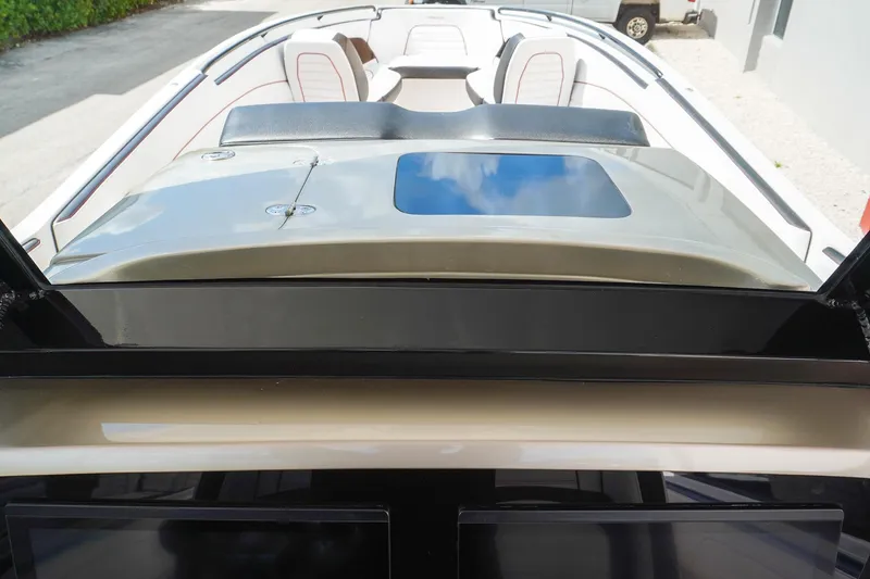 Slide: The Image of 2023 Renegade 38 GTS Open boat interior with sleek seating and modern design. - 36