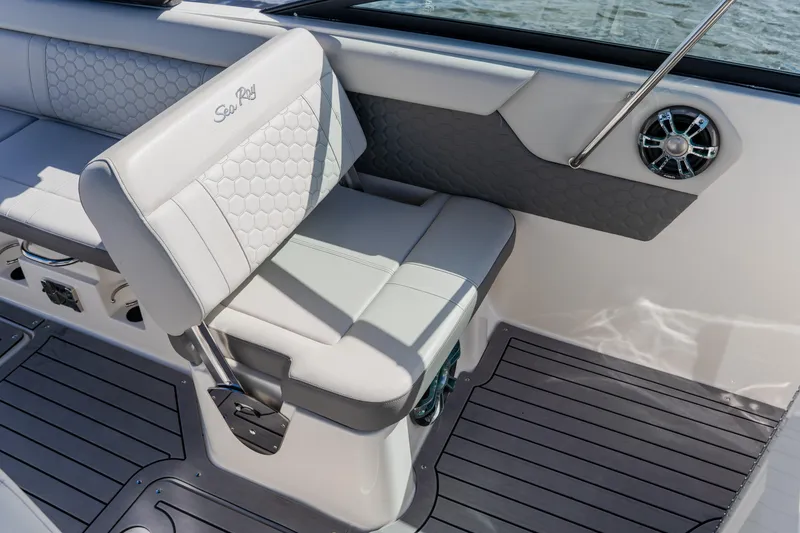Slide: The Image of 2021 Sea Ray SDX 250 Outboard interior with stylish seating and modern design. - 55