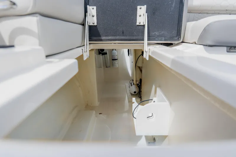 Slide: The Image of 2021 Sea Ray SDX 250 Outboard storage compartment, showcasing spacious interior design. - 74