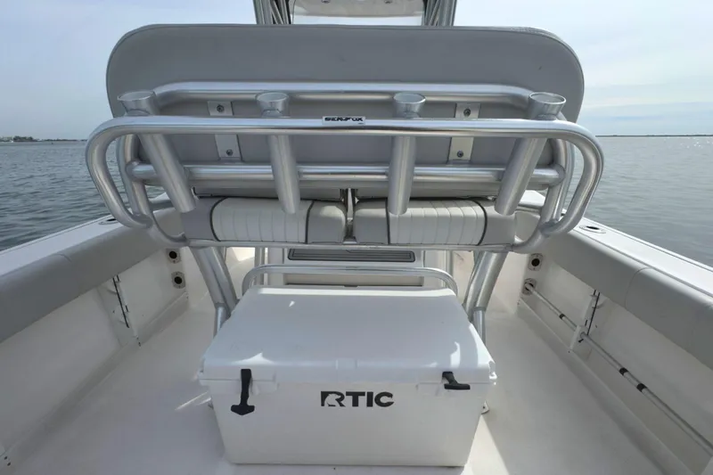 Slide: The Image of 2022 Sea Fox 248 Commander boat interior with RTIC cooler on deck. - 17