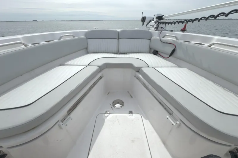 Slide: The Image of 2022 Sea Fox 248 Commander boat interior with spacious seating and ocean view. - 31