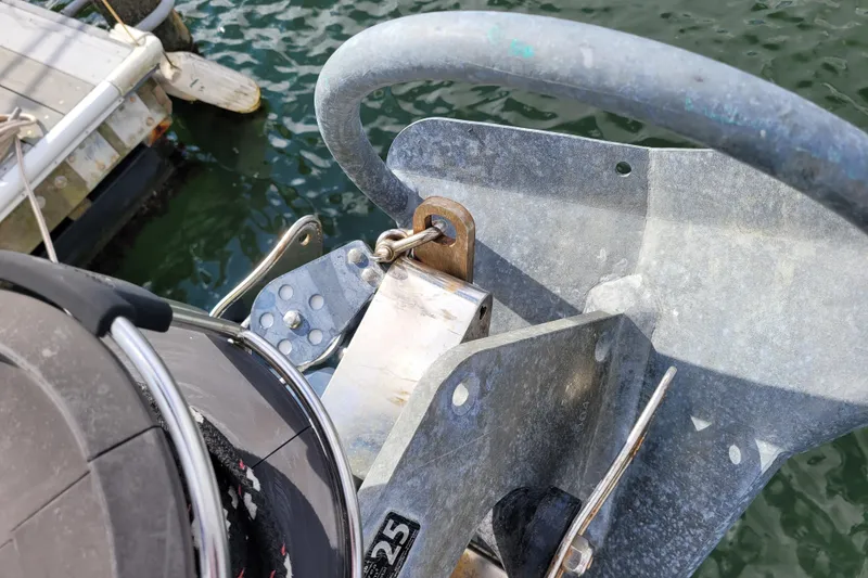 Slide: The Image of Bow of a 1996 Beneteau First 42s7 sailboat with anchor and winch. - 20