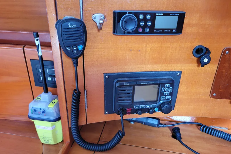 Slide: The Image of Wooden drawers with tools inside a 1996 Beneteau First 42s7 sailboat interior. - 45