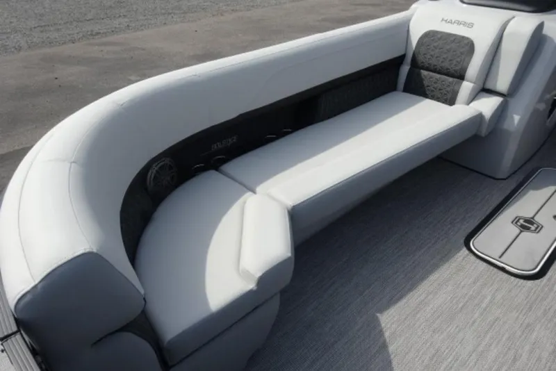 Slide: The Image of Luxurious seating on 2026 Harris Solstice 250 pontoon boat, featuring elegant design and comfort. - 4