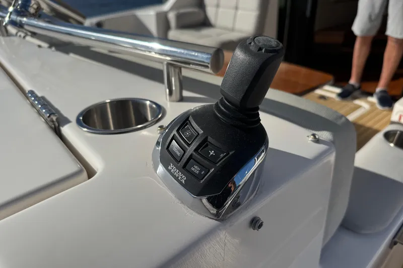 Slide: The Image of Joystick control on 2016 Tiara Yachts C44 Coupe, featuring Volvo Penta system. - 18