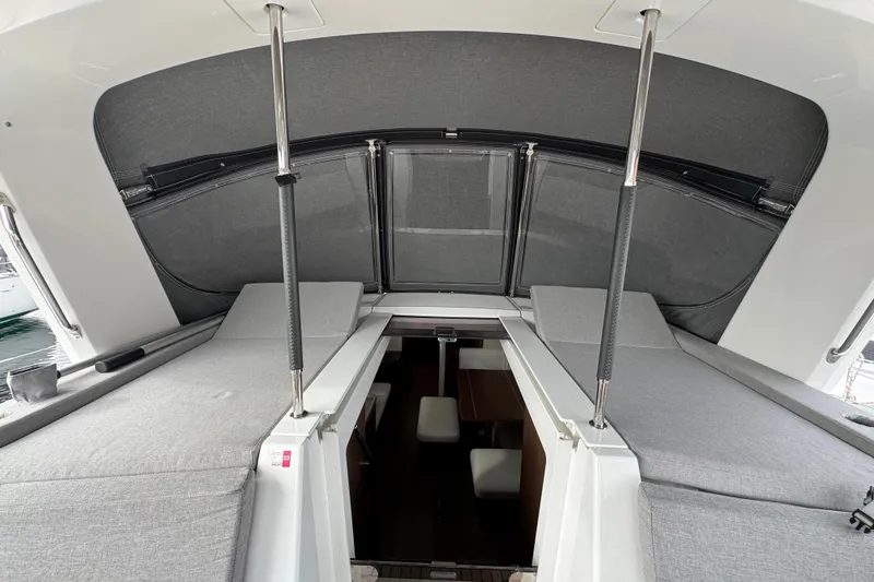 Slide: The Image of Interior view of 2022 Beneteau Oceanis 46.1 yacht, showcasing modern design and comfortable seating. - 43