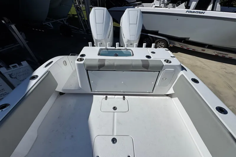 Slide: The Image of 2026 Cape Horn 34 XS boat interior with dual engines and spacious deck layout. - 35