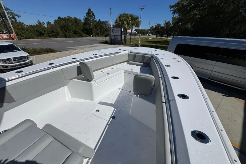 Slide: The Image of 2026 Cape Horn 34 XS boat with spacious seating and sleek design. - 15
