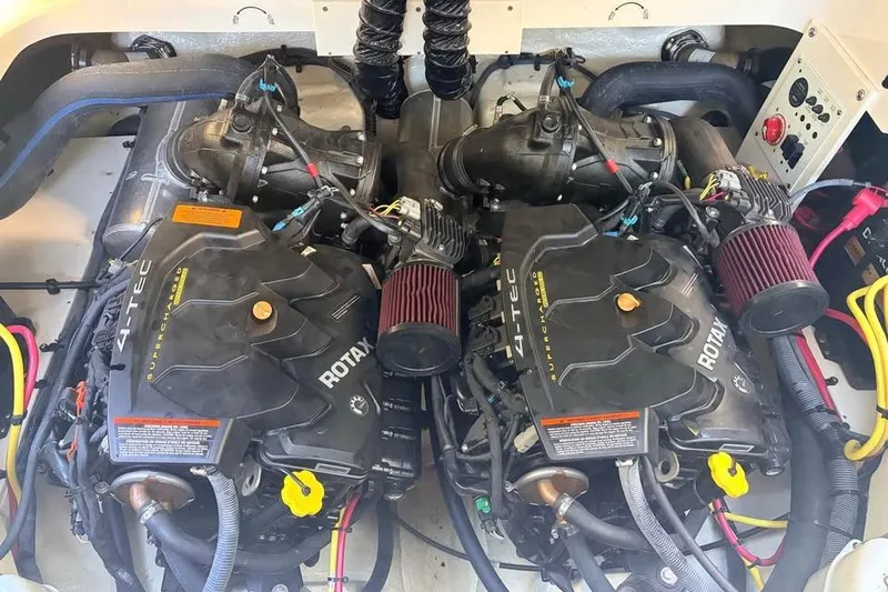 Slide: The Image of 2017 Chaparral Vortex 243 VRX engine compartment with dual Rotax 4-TEC engines. - 3