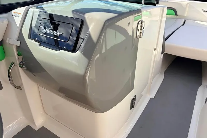 Slide: The Image of 2017 Chaparral Vortex 243 VRX boat interior with sleek design and modern features. - 4