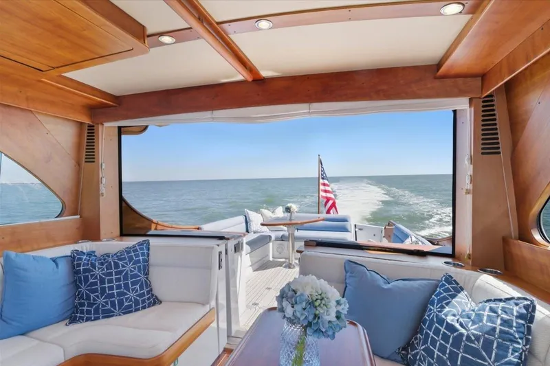 Slide: The Image of Luxurious interior of 2015 Hinckley Talaria 43 yacht with ocean view. - 8