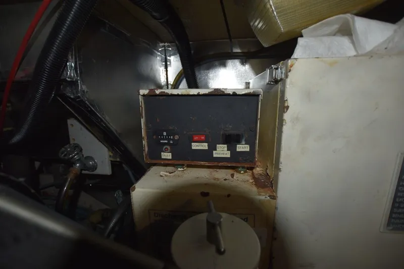 Slide: The Image of Control panel in the engine room of a 1993 Ocean Yachts 44 Aft Cabin. - 33