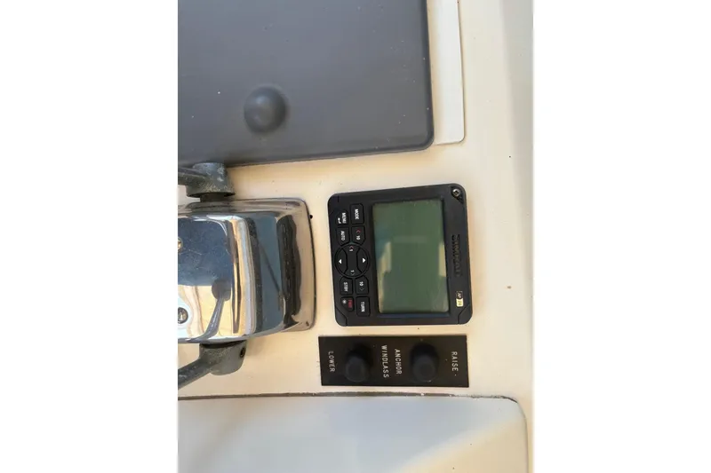 Slide: The Image of Control panel of a 1993 Ocean Yachts 44 Aft Cabin with navigation display. - 29