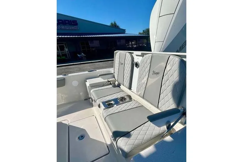 Slide: The Image of 2026 Ranger 2360 Bay boat with stylish seating and modern design. - 17