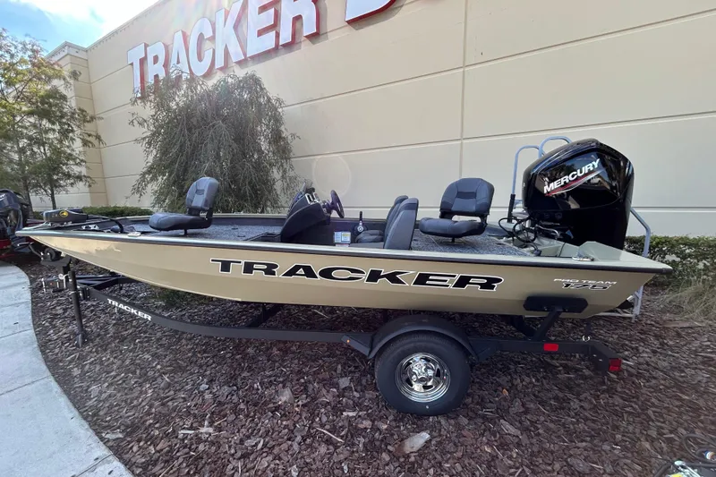 The Image of 2026 Tracker Pro Team 175 boat with Mercury engine on display. - 0