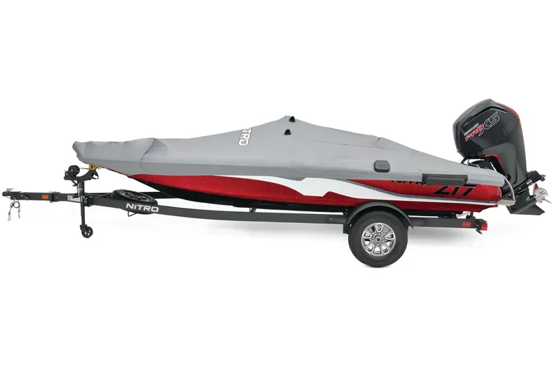 Slide: The Image of Steering wheel of a 2026 Nitro Z17 boat in a garage setting. - 8