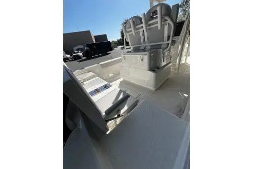 Slide: The Image of 2026 Ranger 2360 Bay boat interior with seating and storage compartments. - 4