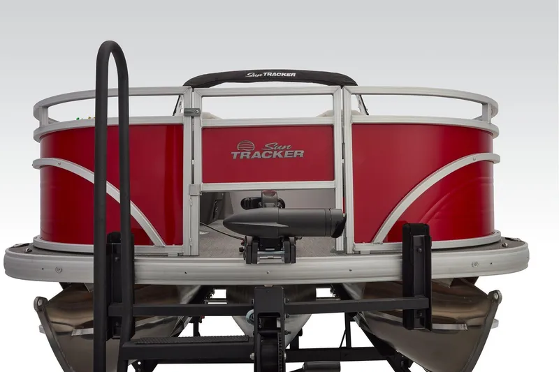 Slide: The Image of 2026 Sun Tracker Fishin' Barge 22 XP3 interior with open storage compartments. - 21