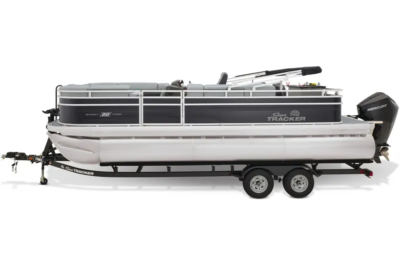 Slide: The Image of 2026 Sun Tracker SportFish 22 XP3 boat interior with seating and storage console. - 29