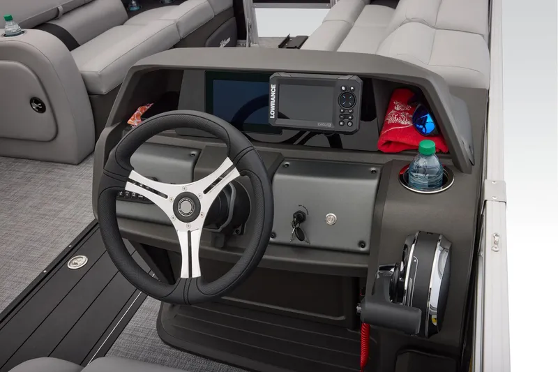 Slide: The Image of 2026 Sun Tracker SportFish 22 XP3 pontoon boat with spacious seating and modern design. - 59