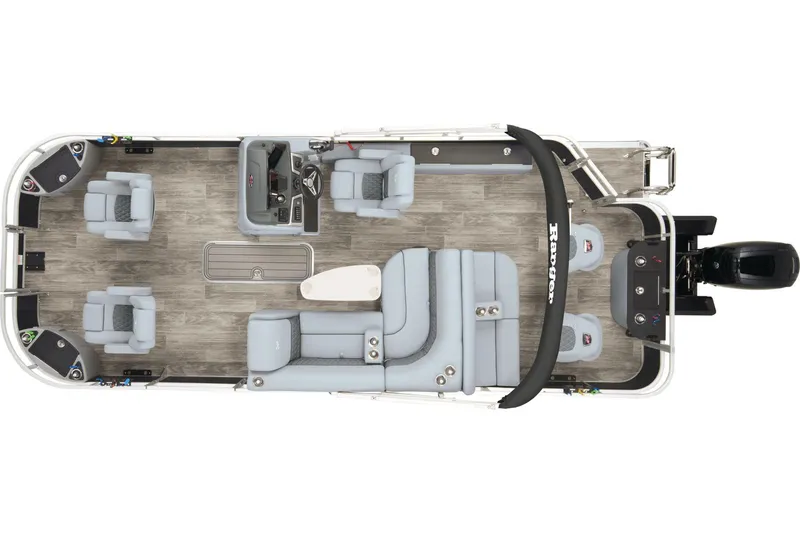 Slide: The Image of 2025 Ranger Reata 223F boat interior with two luxurious seats and a central console. - 9