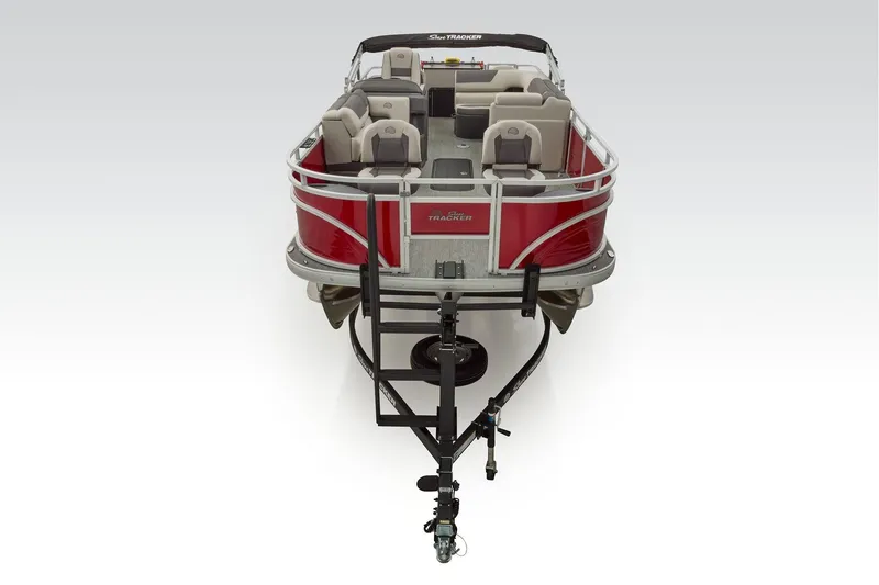 Slide: The Image of 2026 Sun Tracker Fishin' Barge 22 XP3 fishing station with cup holders and storage compartments. - 19