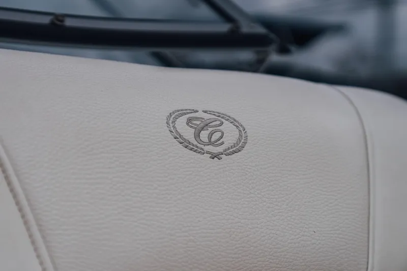 Slide: The Image of White leather seat with embroidered Cobalt logo, 2008 Cobalt 202 model. - 17