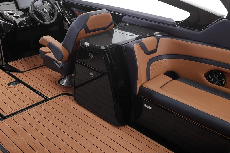 Slide: The Image of Manufacturer Provided Image: Luxurious interior of 2026 Yamaha Boats 275SD with premium seating and sleek design. - 19