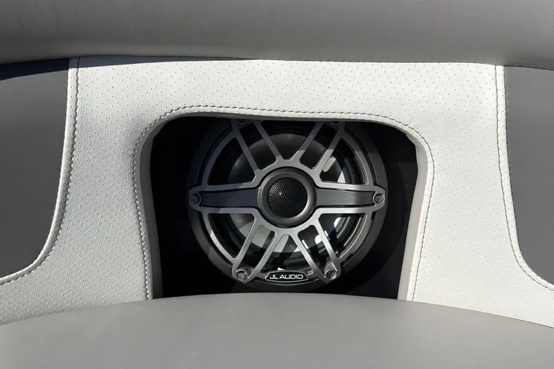 Slide: The Image of Speaker embedded in 2024 Premier 250 Solaris boat's cushioned seating. - 8