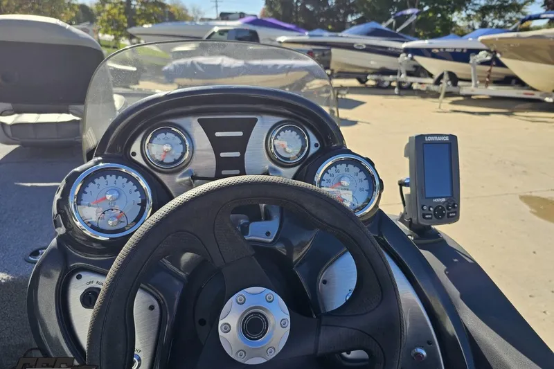 Slide: The Image of 2018 Tracker Pro Team 175 TXW dashboard with gauges and Lowrance fishfinder. - 53