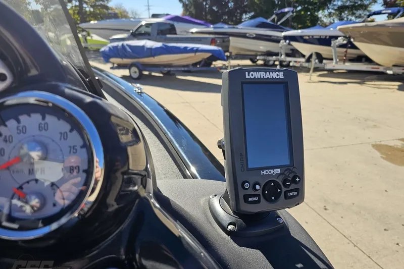 Slide: The Image of 2018 Tracker Pro Team 175 TXW boat with Lowrance fish finder and speedometer. - 54