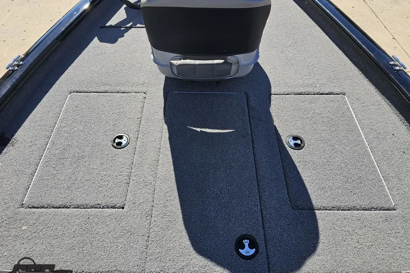 Slide: The Image of 2018 Tracker Pro Team 175 TXW boat deck with storage compartments and seat. - 56