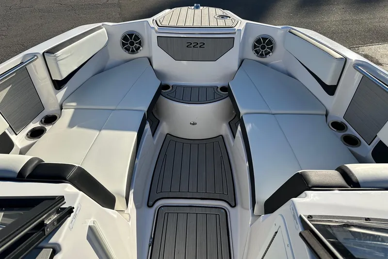 Slide: The Image of 2024 Yamaha Boats 222SD interior with sleek seating and modern design. - 4