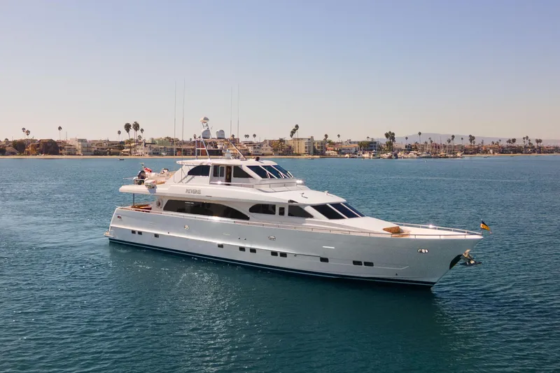 Slide: The Image of Luxury yacht "Reverie" on water, 2005 C Custom model, coastal background. - 11