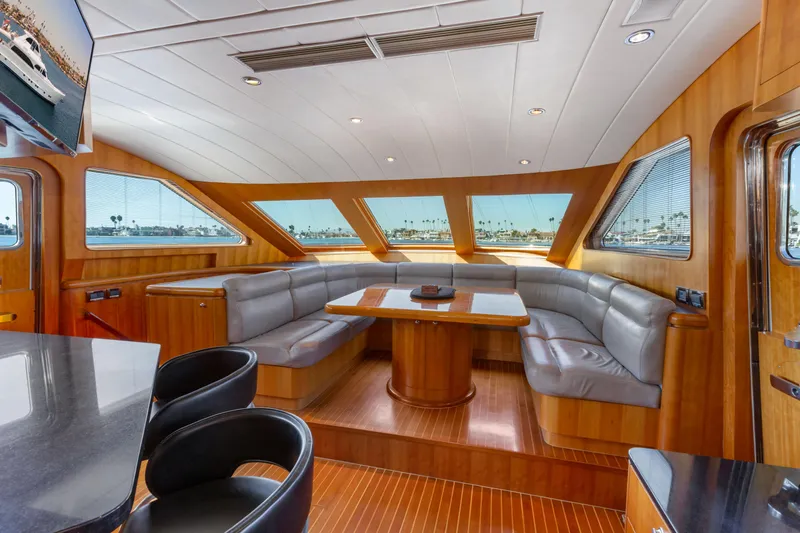 Slide: The Image of Luxurious yacht interior with wooden staircase and modern stainless steel refrigerator, 2005 Custom model. - 50
