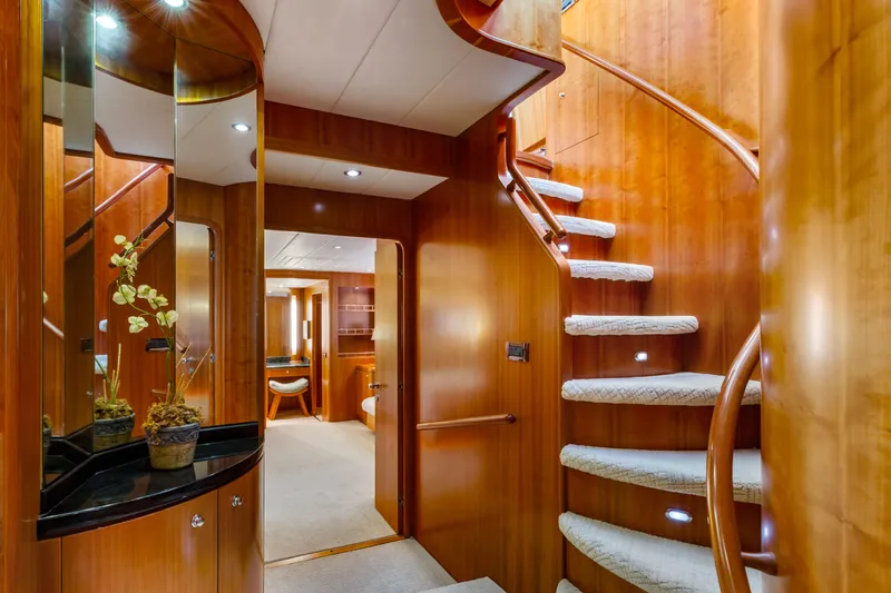 Slide: The Image of Luxurious yacht bedroom with wood paneling, large bed, and modern lighting, 2005 Custom model. - 53