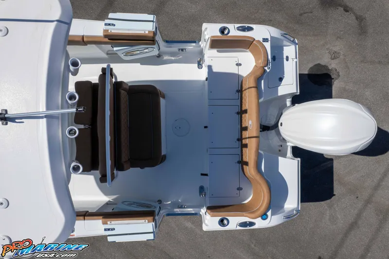 Slide: The Image of Overhead view of 2026 Sea Hunt Ultra 255 SE boat interior and engine. - 24