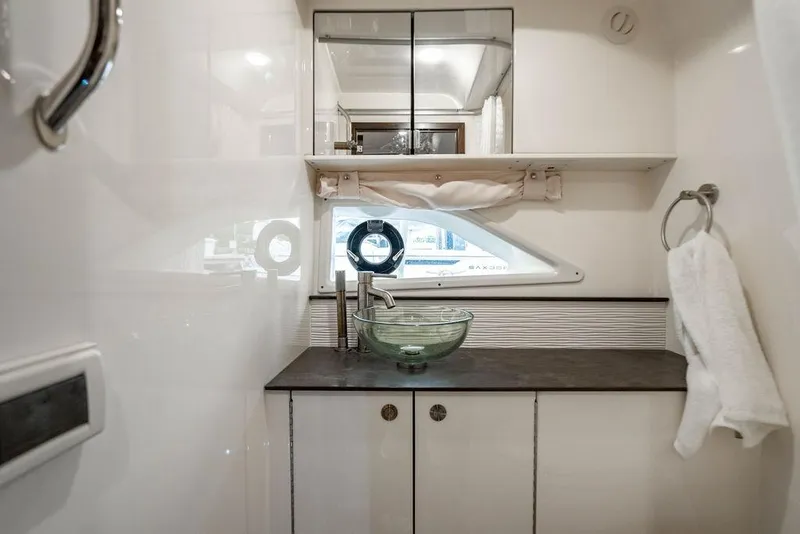Slide: The Image of Luxurious bathroom interior of 2021 Sea Ray Sundancer 320 Outboard yacht with modern fixtures. - 60
