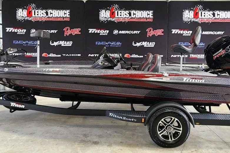 The Image of 2026 Triton 179 TrX bass boat displayed at Angler's Choice event. - 1