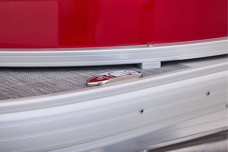 Slide: The Image of Manufacturer Provided Image: 2026 Sun Tracker Party Barge 18 DLX pontoon boat detail with red and silver accents. - 35