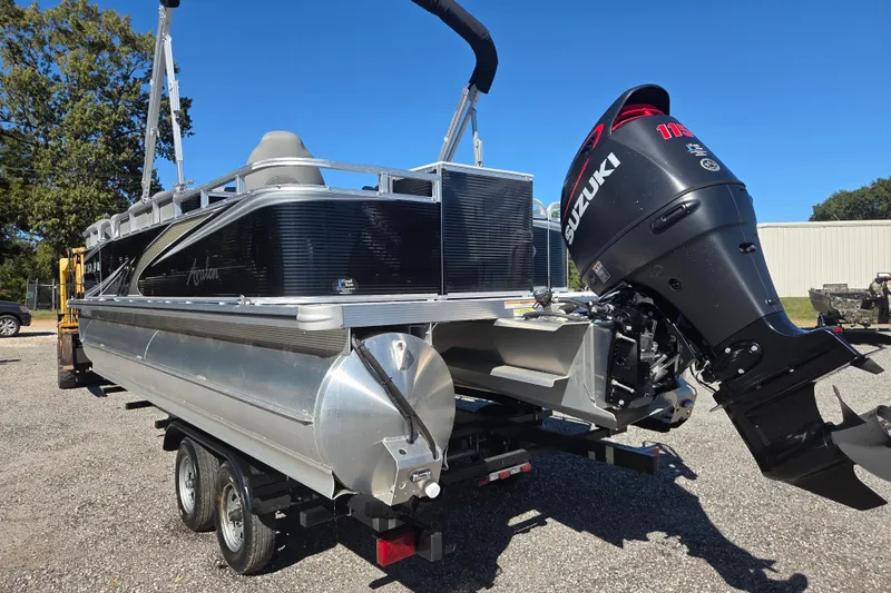 Slide: The Image of 2020 Avalon Venture Fish N Cruise 20' pontoon boat with Suzuki outboard motor. - 6
