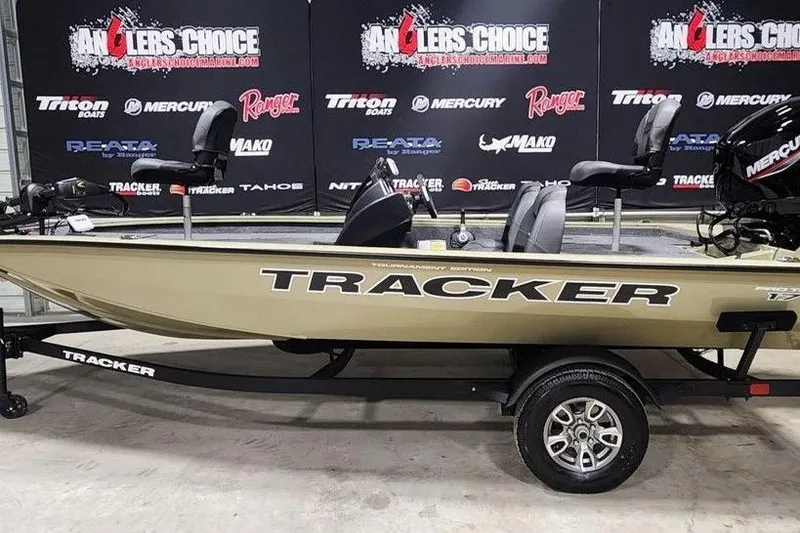 The Image of 2026 Tracker Pro Team 175 boat on display at Anglers Choice event. - 1
